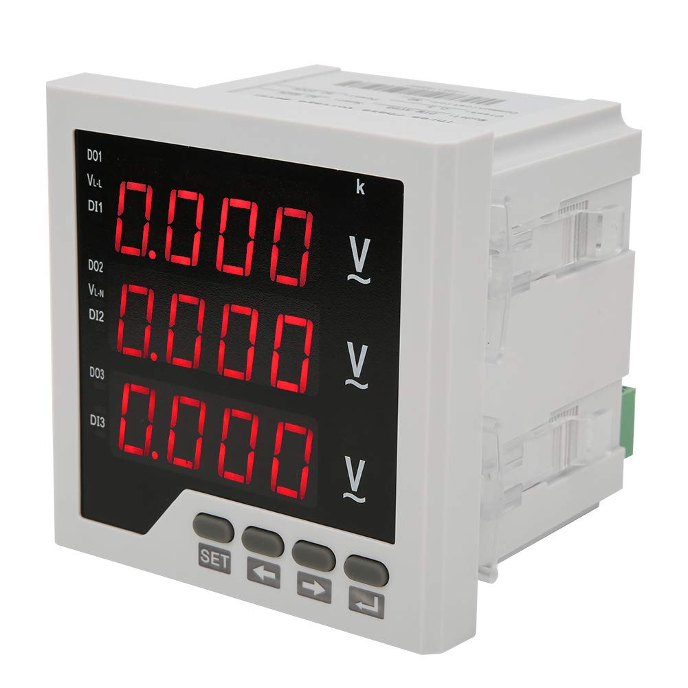 3 Phase Voltmeter, LED Intelligent -1999 To 1999 Range Voltage Meter DTM-AV96 Programmable for Electrical Parameter for Frequency for Current