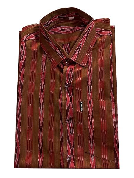 Image of Odisha Handloom 100% Pure Cotton Sambalpuri pasapali Half Shirt fabric for Men /Boys Odisha Traditional Shirt Tie-Dye Craft, Soft & Breathable Weave Cotton Material