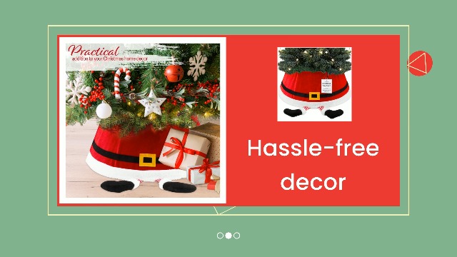 Christmas Concepts Gonna Per Albero Di Natale Di Lusso 10,5'' Con Luci LED Rosso/Argento - Paillettes E Fiocco - 2