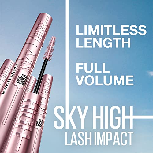 Image of Maybelline Lash Sensational Sky High Waterproof Mascara Makeup, Volumizing, Lengthening, Defining, Curling, Multiplying, Buildable Formula, Very Black, 1 Count (Pack of 2)