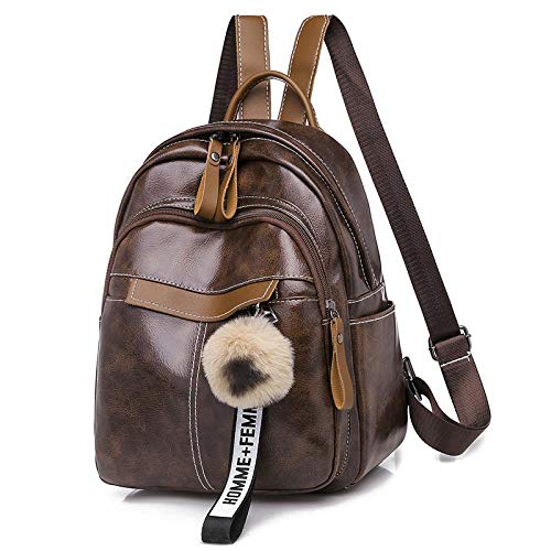 Sac à dos grande capacité style collège rétro cuir souple marron 821