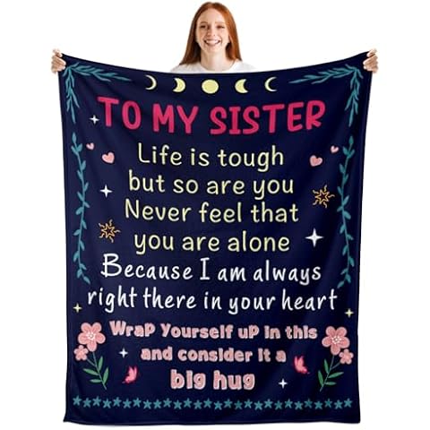 Klemktrn Sister Gifts Blanket, Sister Gifts from Sister, for Women, Stocking Stuffers for Women, Sister Birthday Gifts Valentine's Day Gifts Throw Blanket for Couch Sofa Bed 50" X 60" Cover