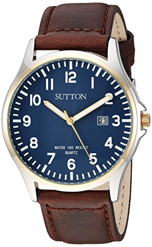 Sutton by Armitron Men’s SU/5015NVBN Date Function Easy to Read Brown Leather Strap Watch