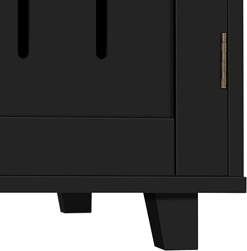 Miniatura 7 de Yaheetech Armario de almacenamiento de baño con 1 cajón y estante ajustable zapatero para oficina en casa color negro