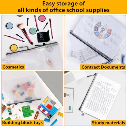 Image of 24pcs A4 Mesh Zipper Pouch File Bags, Black Reusable Zipper Bags for Organizing Storage, Waterproof Puzzle Bag, Zipper File Bags for Board Game Storage and School Office Supplies