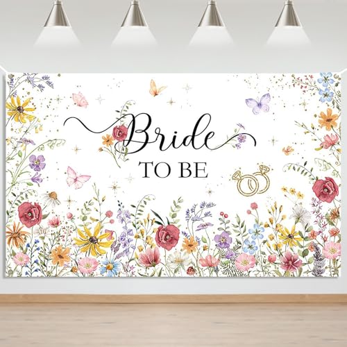 Mocsicka Bridal Shower Backdrop Wildflower Bride to Be Party Banner