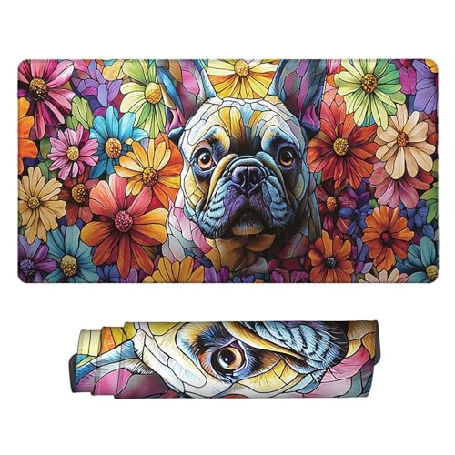 Large Game Tapis de Souris Chien de Combat avec Base en Caoutchouc Antidérapant Extended XXL Long Clavier Pad de Table Grand Tapis Souris, pour Personnel Bureau, Accessoires Gaming 120 x 60 cm k-206
