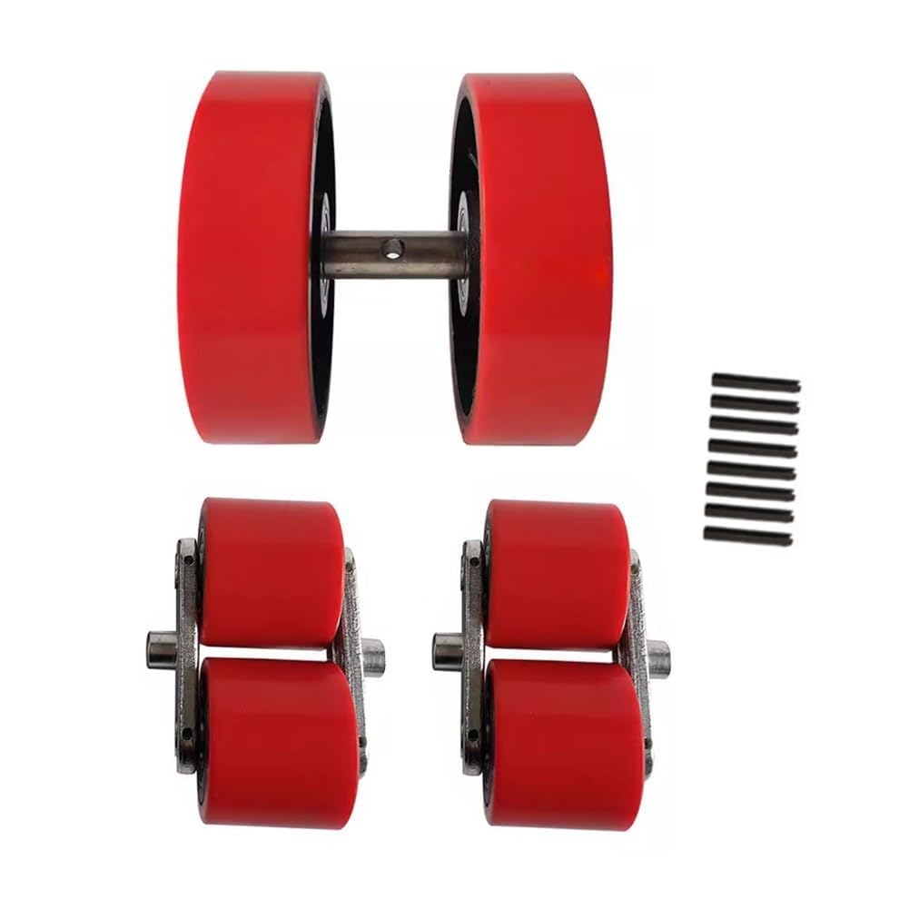 Palettenwagen-Rollen, komplettes Set, Lastrolle mit Kugellagern, 2 Lenkräder 180 x 50 mm, 4 vorne 80–70 mm, PU, ​​robuste Tragfähigkeit 3000 kg, 6 Stück