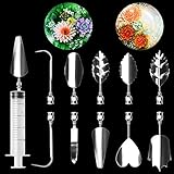 LOHOME 3D Jelly Flower Needles - Set of 10-pieces Stainless Steel Gelatin Art Tools Coming with One 10ml Syringe - Pudding Pastry Nozzles (Flower Shape 3)