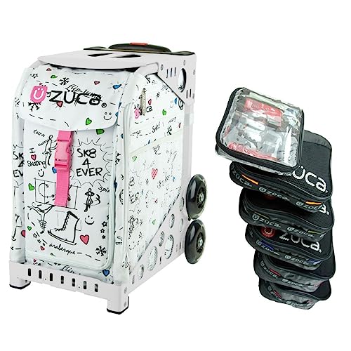 ZUCA SK8 Sport Insert Bag with White Frame, and Special Set of 5 Packing Pouches + Toiletry Bag Bundle