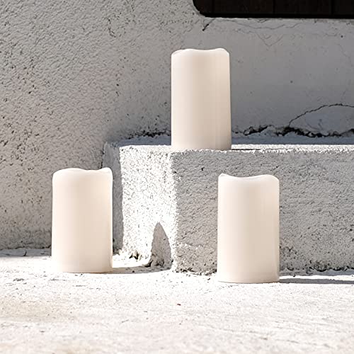 Image of NONNO&ZGF 3 X 5'' Outdoor Waterproof Flameless Candles, 3 Pack, Warm White LED Resin Rainproof Pillar Battery Candle with Remote Control /Timer