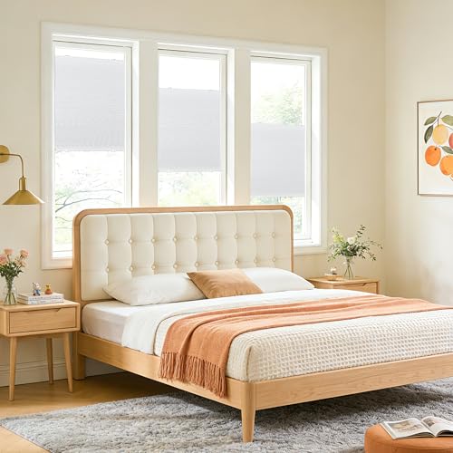 Grandekor Wabenplissee Plissee ohne Bohren Verdunkelung mit extra starken Saugnäpfen Weiß-Weiß 40x130cm,Thermo Doppelplissee für Dachfenster & Fenster, Sonnenschutz Sichtschutz Isoliereffekt