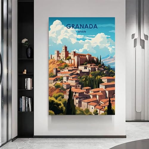 Impression sur toile vintage Grenade Espagne aux finitions soignees