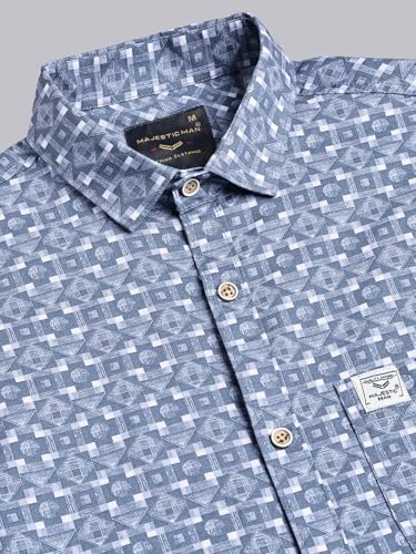 Image of Majestic Man Pure Cotton Slim Fit Printed Casual Shirt for Men