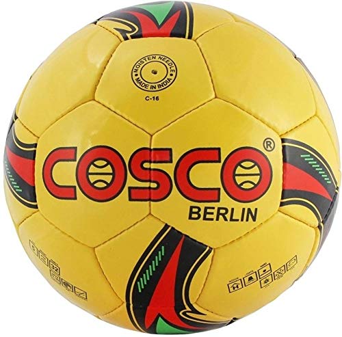 Cosco Berlin Football Size 5 Hand Stitched for Men Women Outdoor Play Yellow Color (B07PR7LD12) Amazon Price History, Amazon Price Tracker