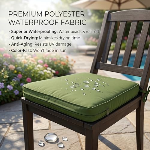 Coussin de chaise d'extérieur imperméable vert 40x40 cm éponge haute densité