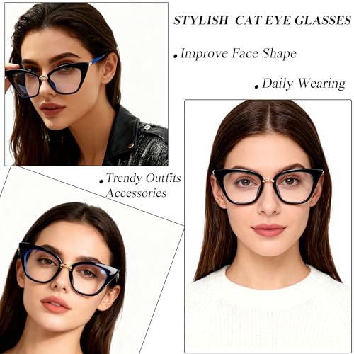 Image of Cat Eye Blue Light Blocking Glasses for Women Men, Anti-fatigue Anti UV Ray Computer Gaming Glasses