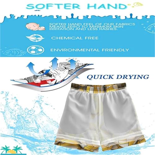 visesunny Summer Boy's Beach Shorts 3D Yellow White Volleyball Quick Dry Swim Trunks Baby Boy Bathing Suit4