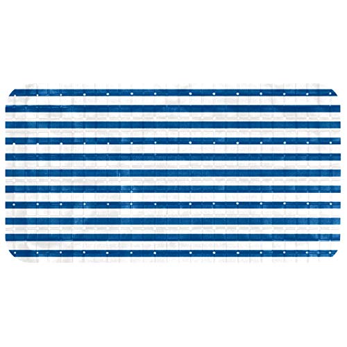 Tapis de bain antidérapant bleu et blanc 37x67 cm pour enfant