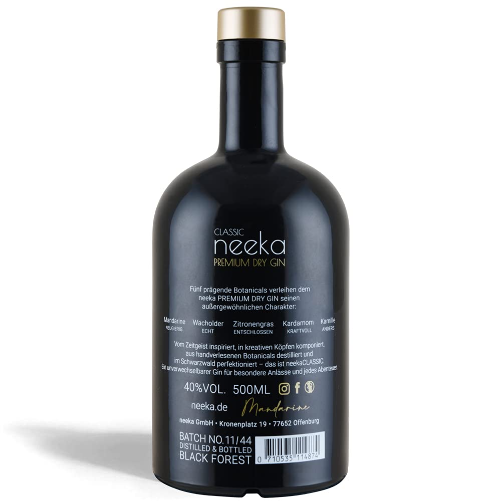 neeka CLASSIC | Mandarinen-Gin | 0.5 L | Premium Dry Gin & Handcrafted in the Black Forest – Germany | 100% Gin Geschmack