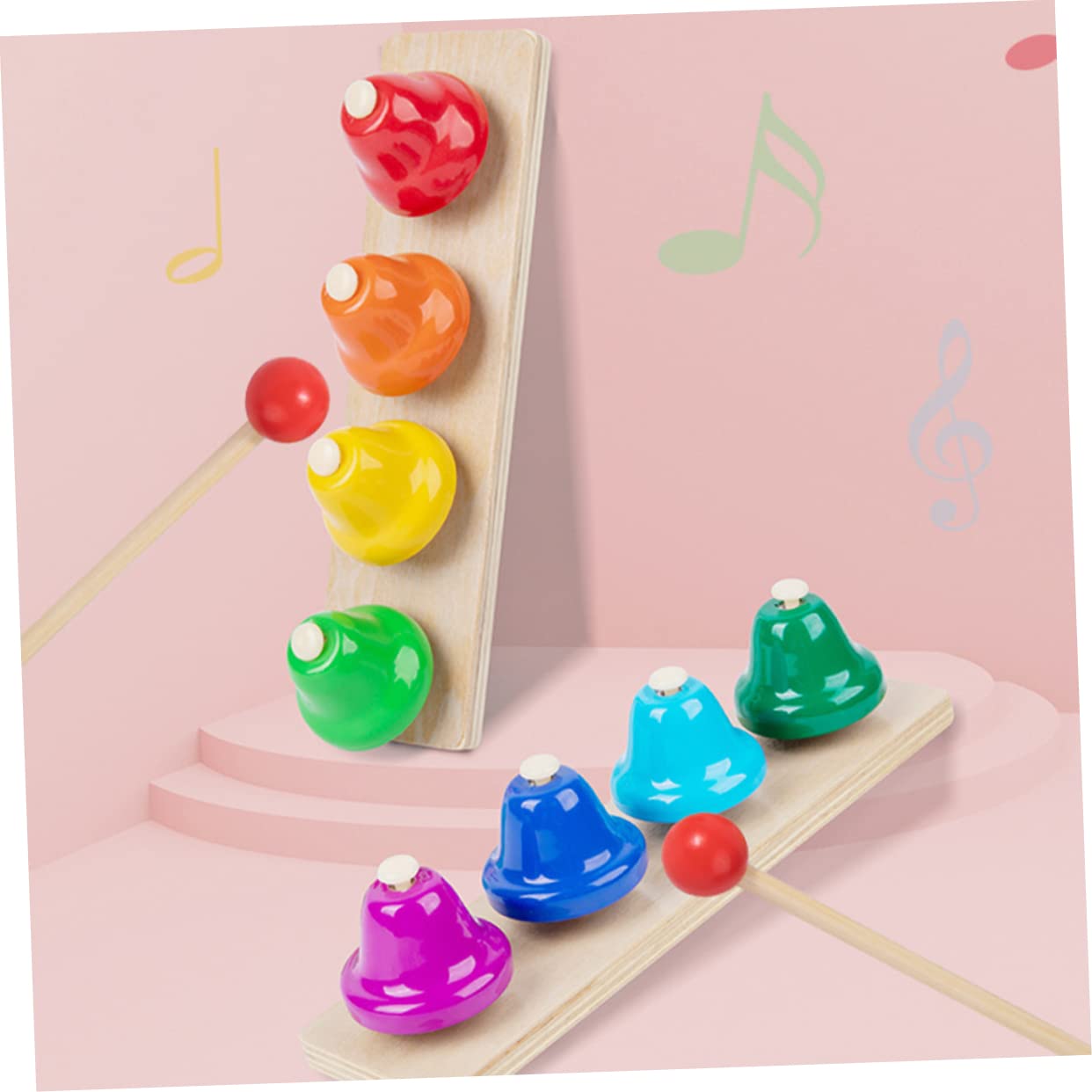 SUPVOX Campanelli Mano Colorati per Strumenti Musicali Percussione per Ragazzo Ragazza Giocattoli Interattivi per Sviluppo Mano-cervello e Interesse per Musica
