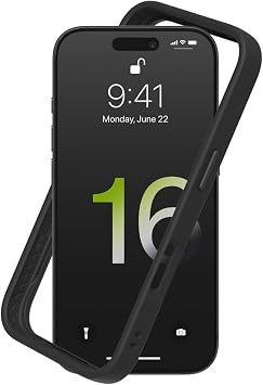 حافظة RhinoShield Bumper متوافقة مع [iPhone 16 Pro] | CrashGuard - غطاء واقي بتصميم ممتص للصدمات 3.5M / 11ft Drop Protection - أسود