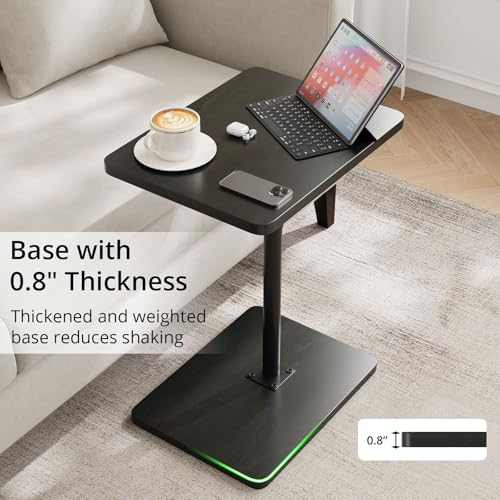 Image of C Shaped End Table Height Adjustable Side Table Sofa Tray for Couch, Sofa Bed Bathroom Study TV Tray Food Snack Trays for Eating, Black