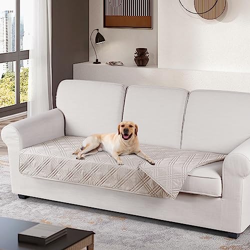 Image of TAOCOCO 100% Waterproof Sofa Cushion Cover Reversible Couch Seat Cover for Dogs Pets Couch Cover for Chaise Sectional Sofa U Shape Sofa Furniture Protector Sofa Slipcover (Cream)