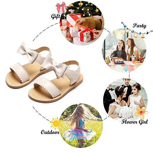 Image of Felix & Flora Toddler Girl Sandals - Little Girl Easter Dress Shoes Lightweight Open Toe Beach Holiday Flats