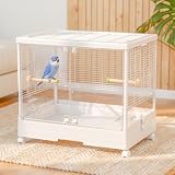 Ruexue 鳥かご 大型 バードケージ 65cm幅 インコ オカメインコ セキセイインコ ケージ 多頭飼い ホワイト