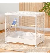 Amazon | Ruexue 鳥かご 大型 バードケージ 【21cm高い囲い 餌飛び散り