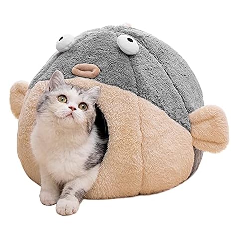 Katzenbetten für Indoor-Katzen - Katzenbett Höhle mit abnehmbarem, waschbarem, gepolstertem Kissen, weiches Plüsch Cover