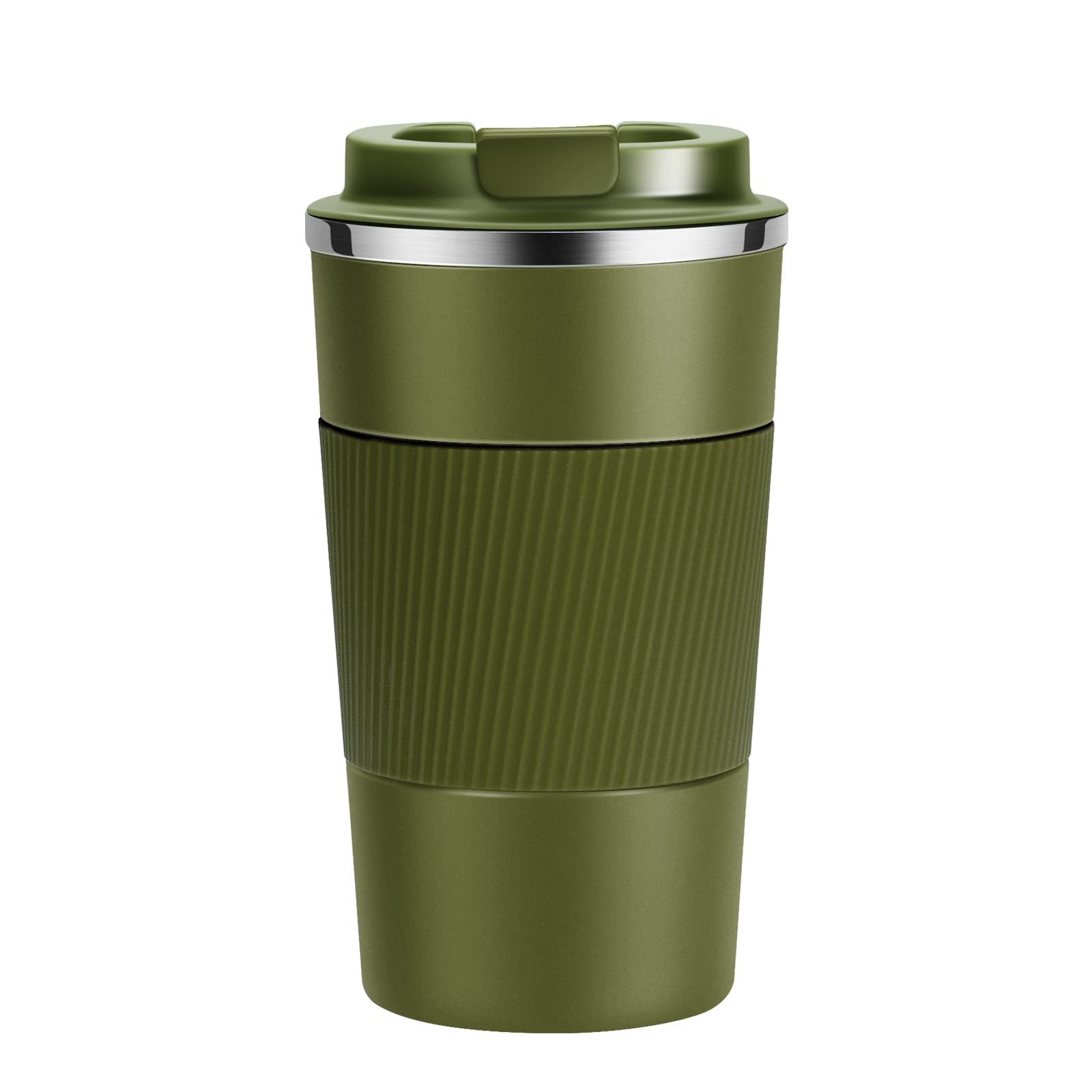 YINJOYI 17oz Travel Coffee Cups Insulated Mug Thermal Tumbler to Go with Lid Leak Proof Reusable Stainless Steel Coffee Mug Spill Proof for Hot and Iced Cold Drinks (Green, 510ml)