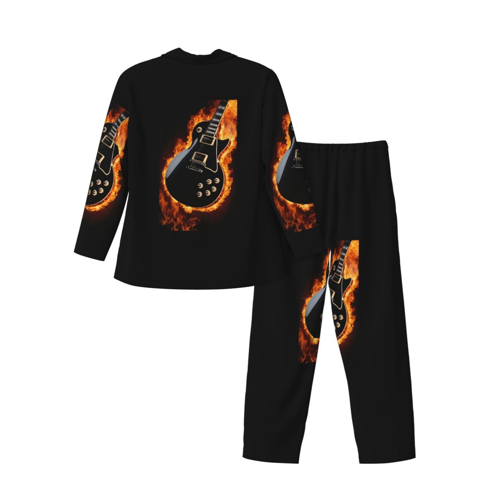 Chitarra Elettrica Stampa Uomo Manica Lunga Pigiama Set Due Pezzi Lounge Pantaloni Per Inverno Autunno Primavera Estate