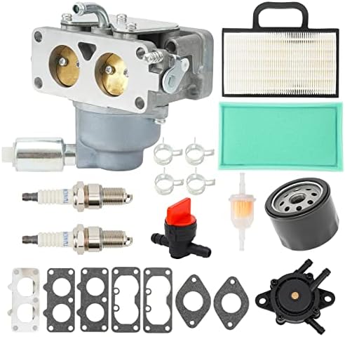 791230 Carburetor, 499486S Air Filter Compatible with B&S 407777 20HP 21HP 23HP 24HP 25HP V-Twin Engine, 699709 Tune Up Kit for John Deere MIA10632 LA150 LA145 LA130 L120 Lawn Mower