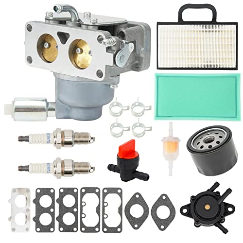 791230 Carburetor, 499486S Air Filter Compatible With B&S 407777 20Hp 21Hp 23Hp 24Hp 25Hp V-Twin Engine, 699709 Tune Up Kit For John Deere Mia10632 La150 La145 La130 L120 Lawn Mower #TOP1