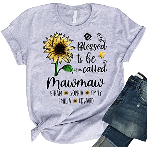NAZENTI Personalized Mawmaw Shirt - Blessed to Be Called Mawmaw, Custom Grandma Sunflower Shirt, Mothers Day & Birthday Gift S-4XL