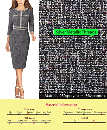 Image of VFSHOW Womens Button Crew Neck Wear to Work Office Business Casual Church Party Slimming Fitted Bodycon Pencil Sheath Dress