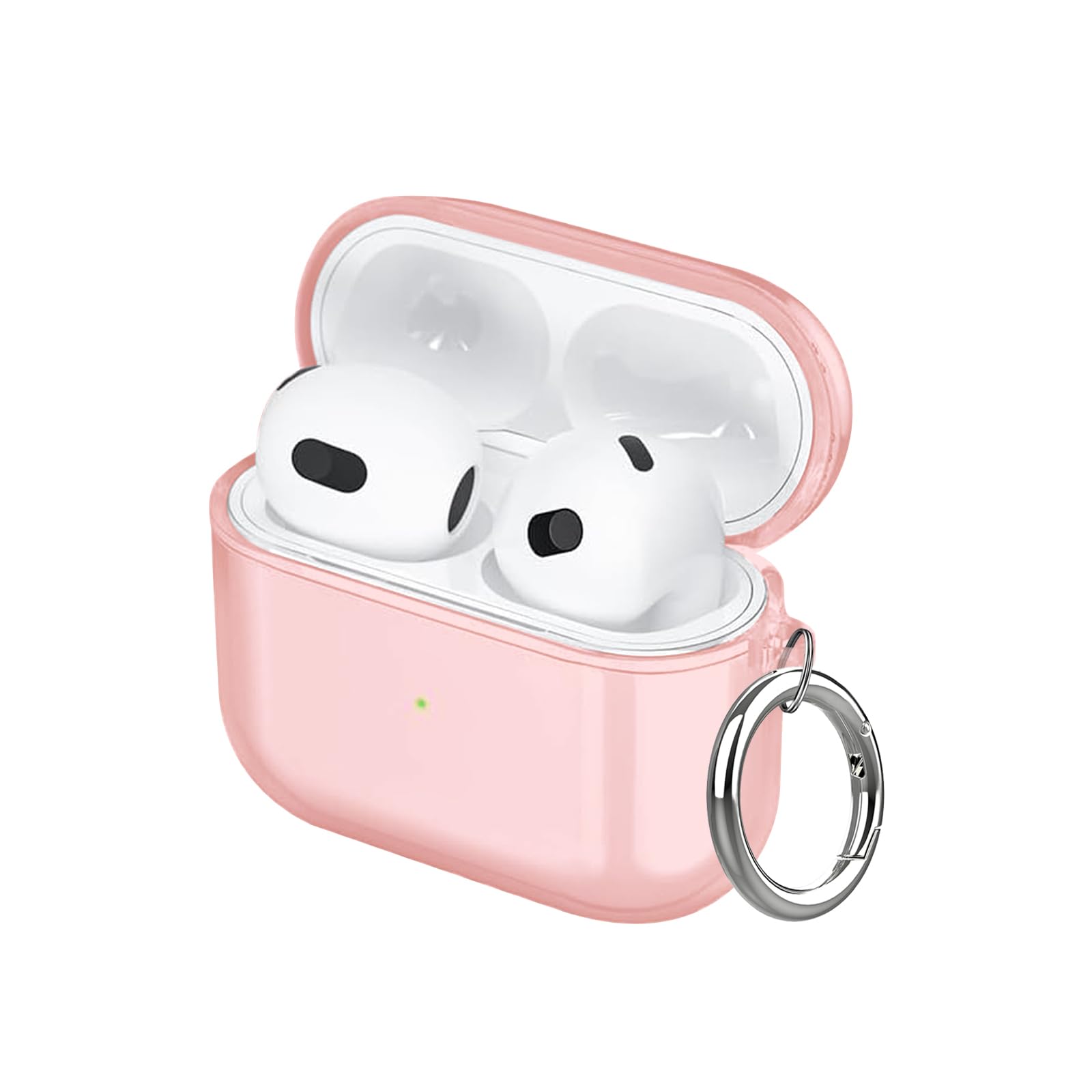 Aircawin Clear Case for Airpods 4, Full Protective Cover, Soft Transparent Shockproof TPU Case with Keychain - Pink
