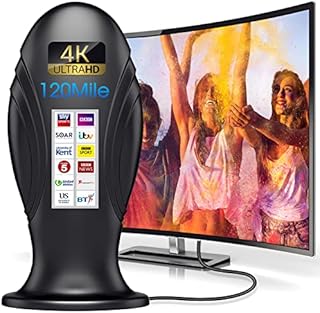 Indoor TV Aerial,2023 Latest Digital Freeview TV Aerial,4K 1080P HD TV Antenna with Magnetic Base and 16.5 ft Coax Cable,120 Miles Range Aerial Signal Amplifier for All Digital TV(Gain25dBi