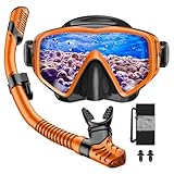 JEMULICE Gafas y Tubo de Snorkel Set para Adulto, Equipo de Buceo Profesional para Mujeres Y Hombres
