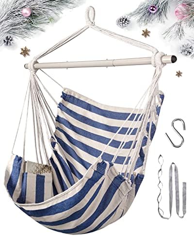 Lulladle Hammock Chair Hanging Rope Swing - Hammock Chair Bedrooms - Swing Chair Indoor - Hanging Chair Outdoor - Max Weight 500 Lbs