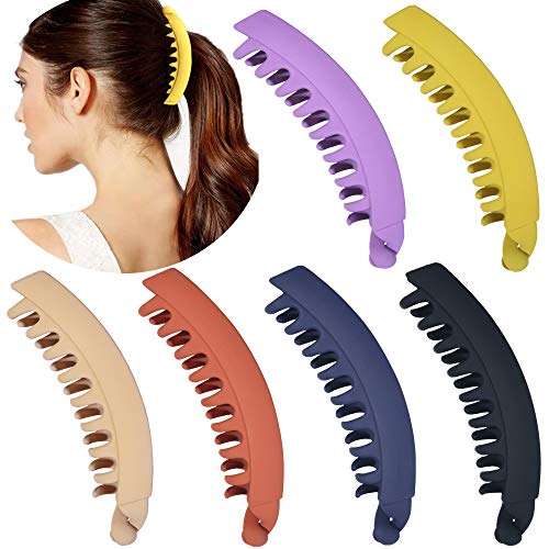 6 Pieces Large Banana Clips Big Banana Hair Clips For Thick Hair,Non-Slip Ponytail Holder Clip For Women And Girls,6 Colors #TOP10