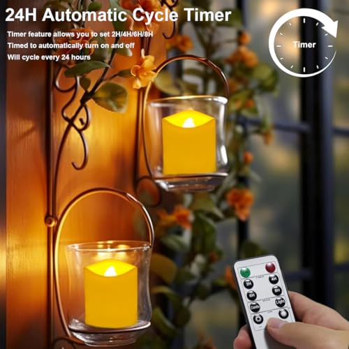 Image of 6 Pack Rechargeable tea lights with Remote Timer & Charging Base, Realistic Flickering Flameless Votive Led Tea Lights Candles, Tealights Candles for Wedding,Halloween,Christmas,Home Decorations