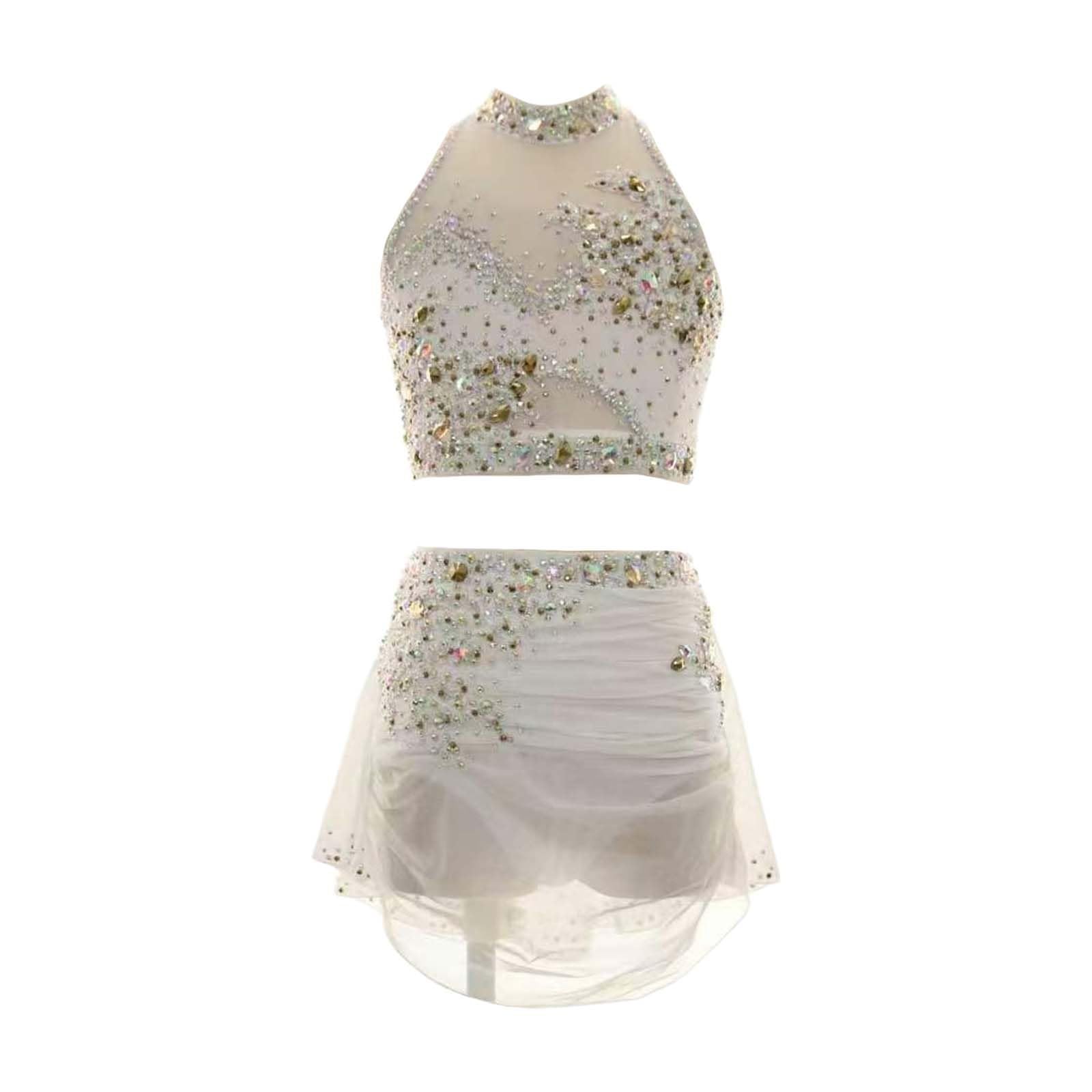 Kostiumy Do Tańca Lirycznego Dla Kobiet Plus Rozmiar Rhinestone Nowoczesny Kostium Do Tańca Pochwalnego Dla Solo Dostosowany