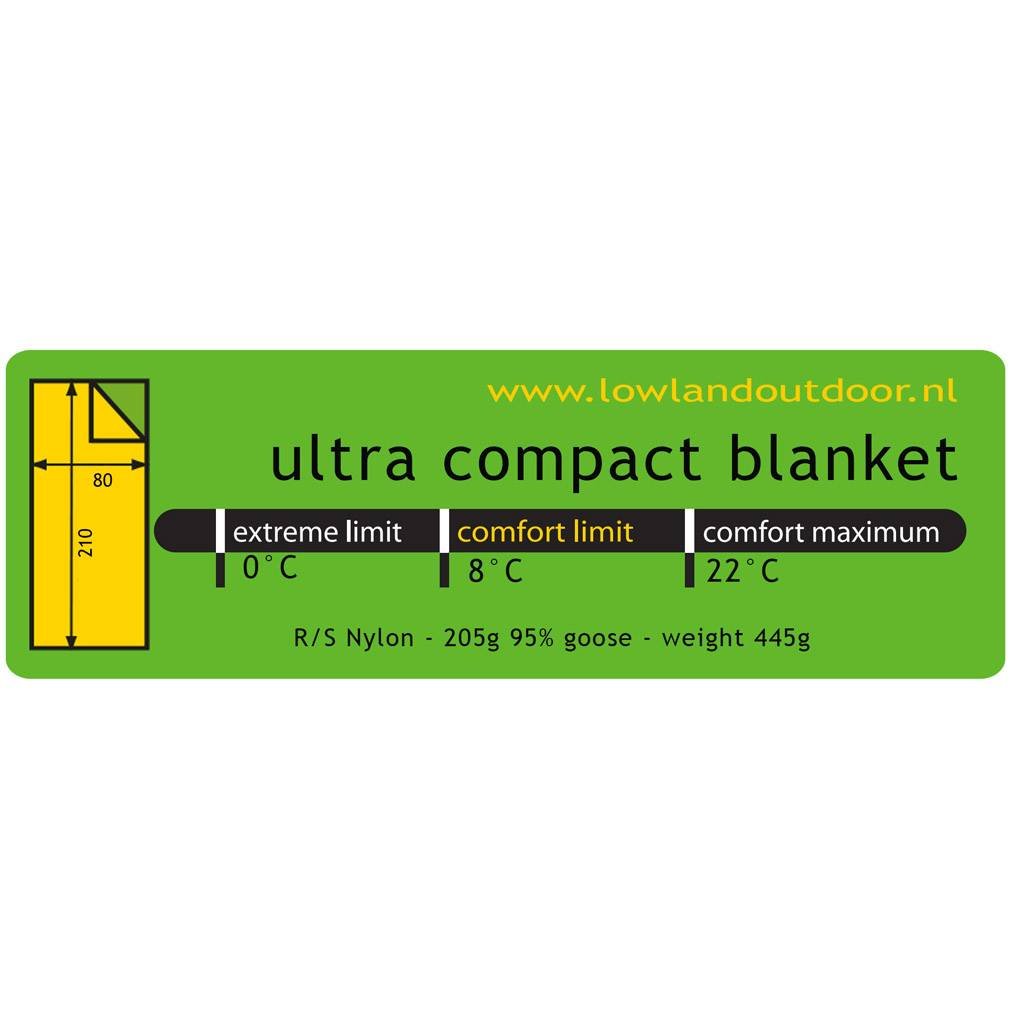 LOWLAND OUTDOOR® Down filled rectangular sleeping bag - Ultra compact blanket - 210x80 cm - 445 gram +8°C - Image 3