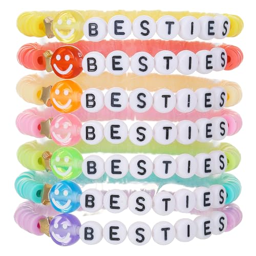 Preppy Jewelry Bracelets for Women Handmade Friendship Bracelets Clay Bead Colorful Surfer Heishi Bracelet Set Stackable Boho Y2K Summer Beach Elastic Layering Bracelets