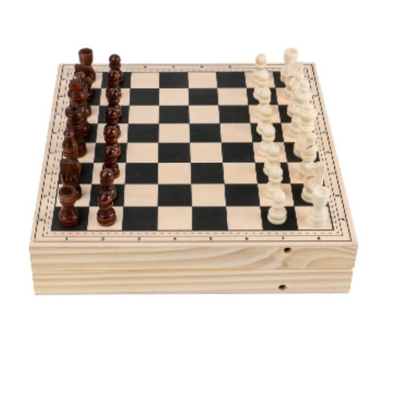 ajedrez magnetico Juego de Mesa de ajedrez Plegable 4 en 1 for niños y Adultos Damas, Tres en Raya portátil y de Viaje.