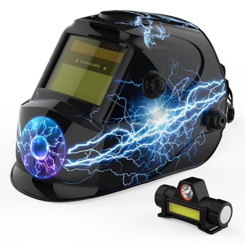 Image of YESWELDER True Color Solar Powered Auto Darkening Welding Helmet & Rechargeable Welding Helmet Light