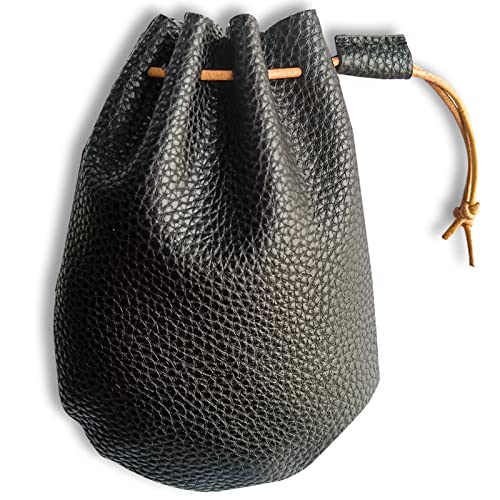 Faux Leather Drawstring Pouch, Premium Coin Pouch for Men, coin holder for purse, Change Holder for Car as coin purses, coin wallet, dice bags, key wallet Size 5.9